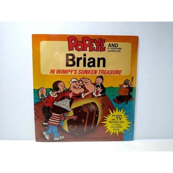 Popeye In Wimpy's Sunken Treasure Sealed 7" Vinyl Record 17 Page Book Brian - Picture 3 of 3